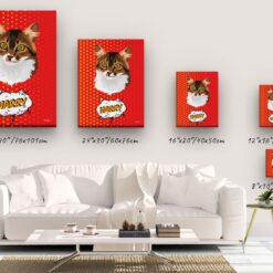 pop art pet portrait illustrations cat dash canvas size comparison