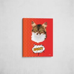 pop art pet portrait illustrations cat dash front view angled wall
