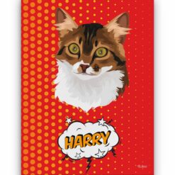pop art pet portrait illustrations cat dash front view white