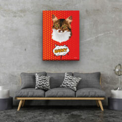 pop art pet portrait illustrations cat dash living room