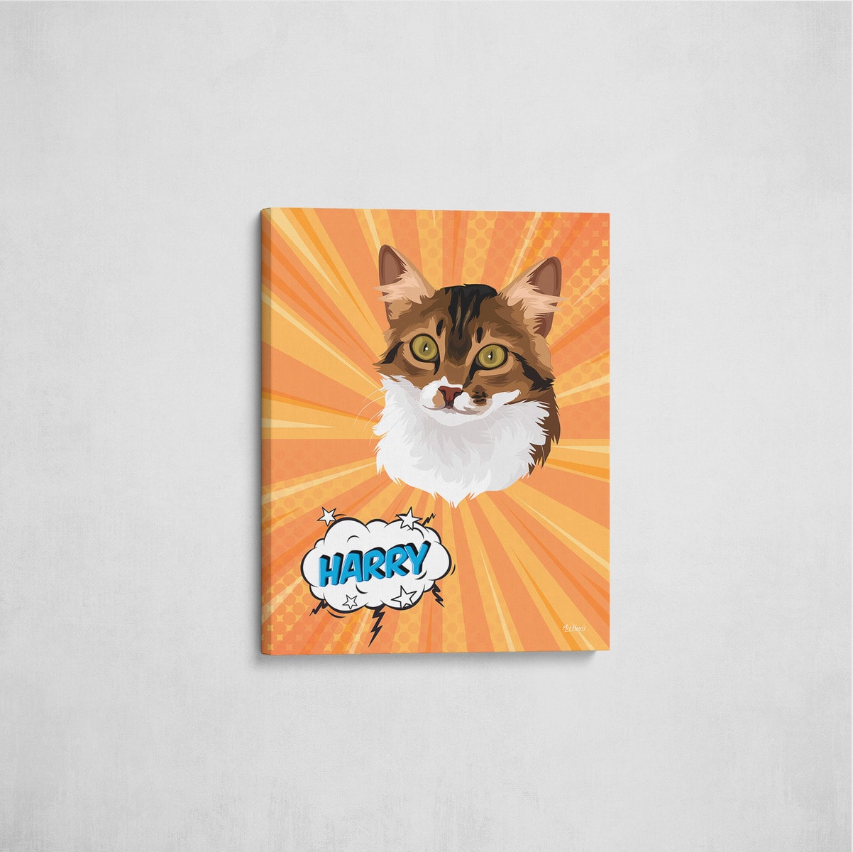 Custom Pop Art Style Cat Portrait - Pet illustration from photo - Orange blast Canvas 7 Custom Pop Art Style Cat Portrait - Pet illustration from photo - Orange blast Canvas - Image 5