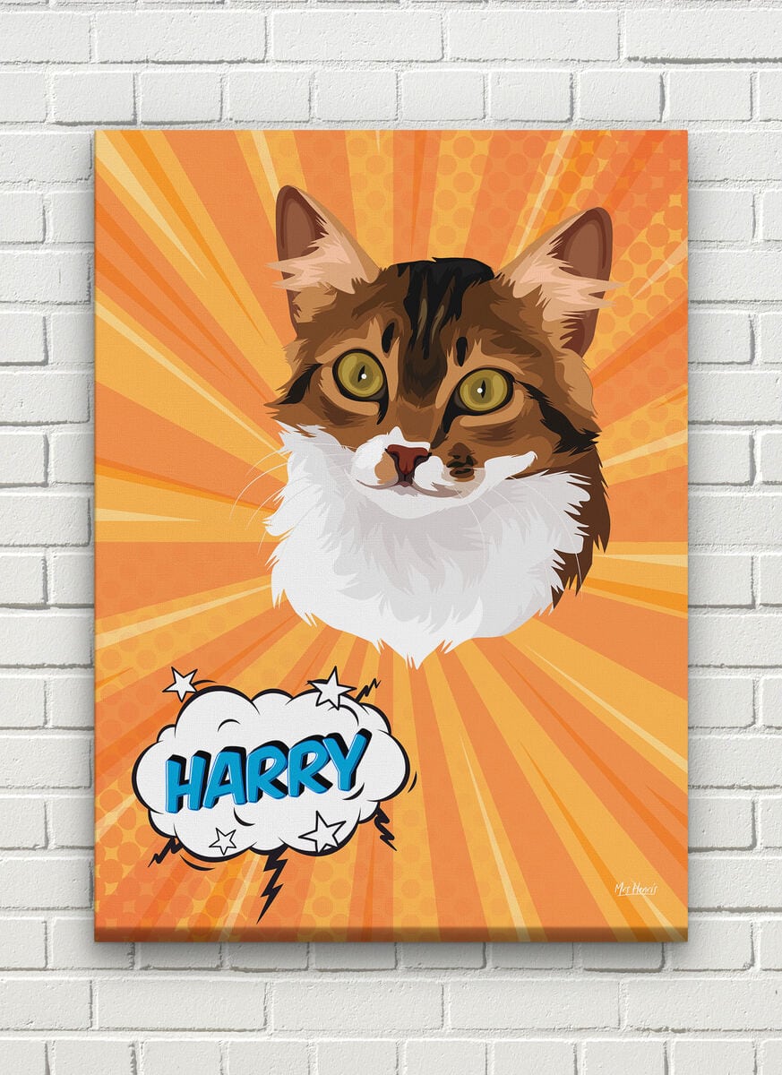 Custom Pop Art Style Cat Portrait - Pet illustration from photo - Orange blast Canvas 8 Custom Pop Art Style Cat Portrait - Pet illustration from photo - Orange blast Canvas - Image 6