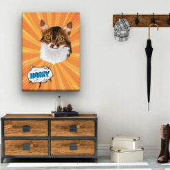 Custom Pop Art Style Cat Portrait - Pet illustration from photo - Orange blast Canvas 19 pop art pet portrait illustrations cat orange blast hall