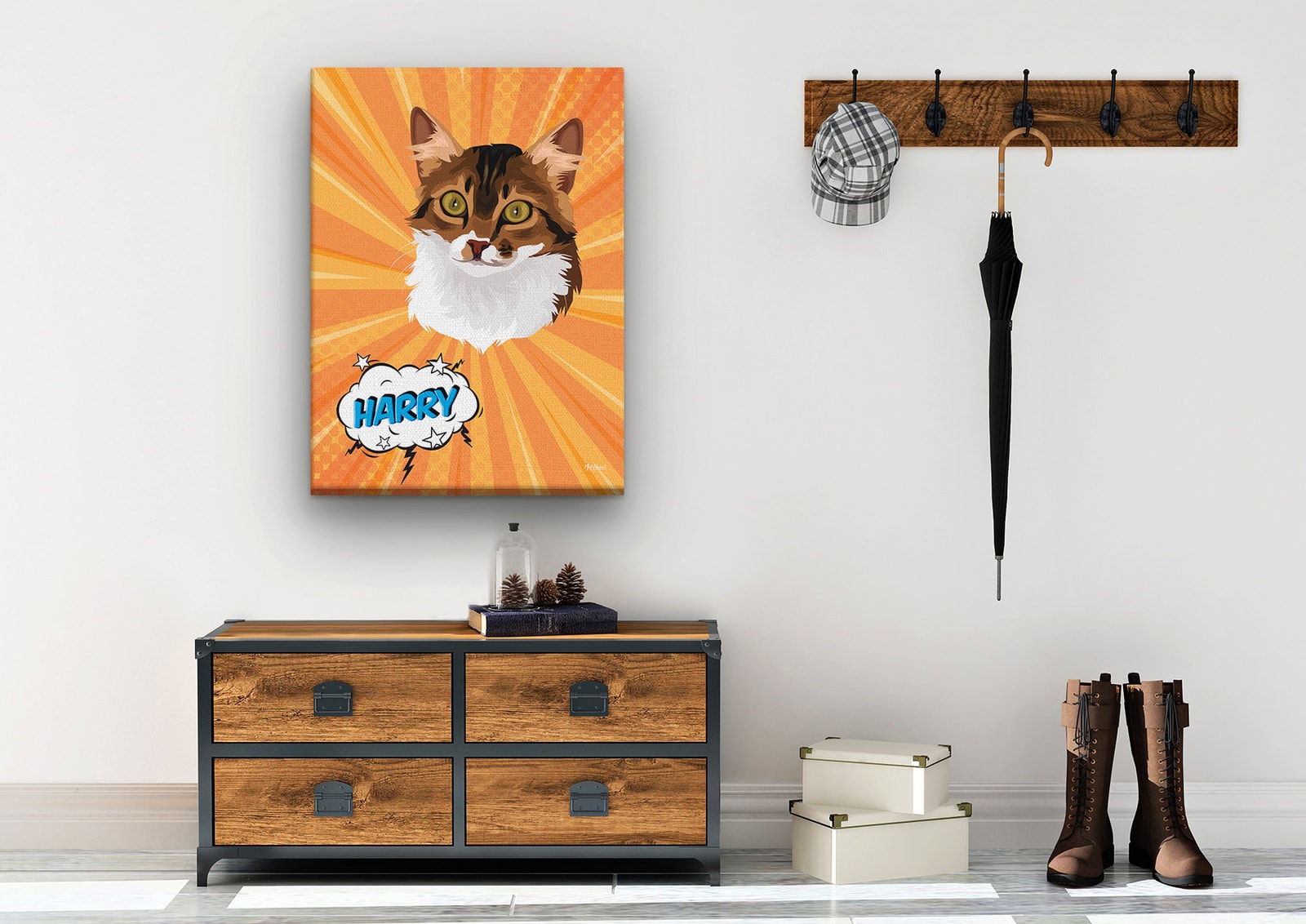 Custom Pop Art Style Cat Portrait - Pet illustration from photo - Orange blast Canvas 10 Custom Pop Art Style Cat Portrait - Pet illustration from photo - Orange blast Canvas - Image 8