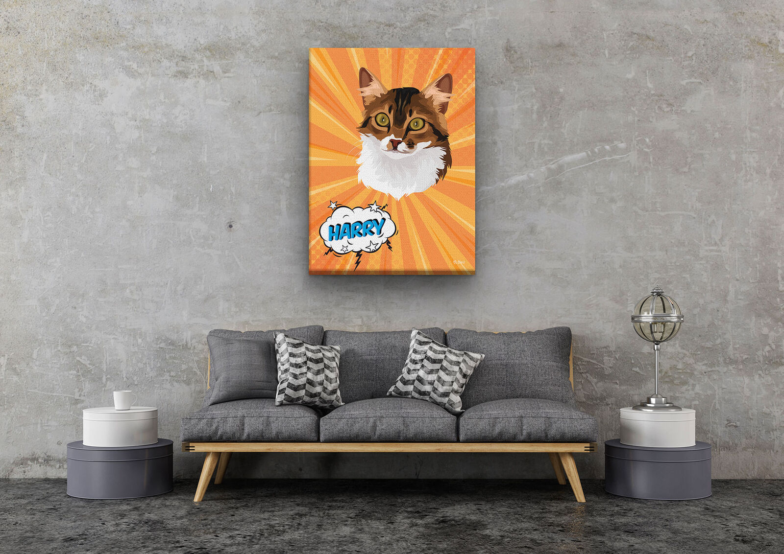 Custom Pop Art Style Cat Portrait - Pet illustration from photo - Orange blast Canvas 11 Custom Pop Art Style Cat Portrait - Pet illustration from photo - Orange blast Canvas - Image 9