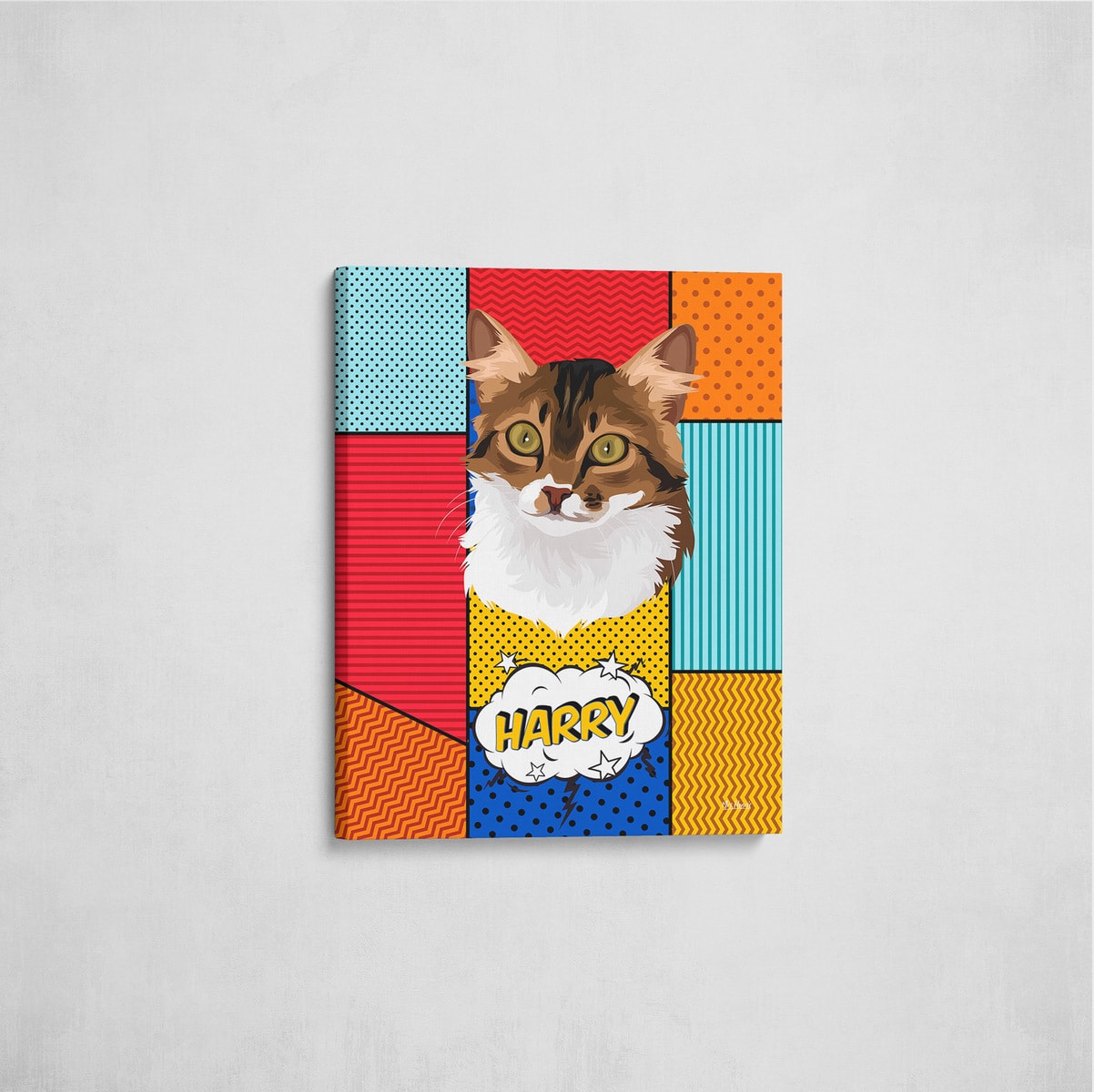 Custom Pop Art Style Cat Portrait - Pet illustration from photo - Patchwork Canvas 6 Custom Pop Art Style Cat Portrait - Pet illustration from photo - Patchwork Canvas - Image 4