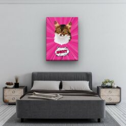 Custom Pop Art Style Cat Portrait - Pet illustration from photo - Pink blast Canvas 13 pop art pet portrait illustrations cat pink blast bedroom