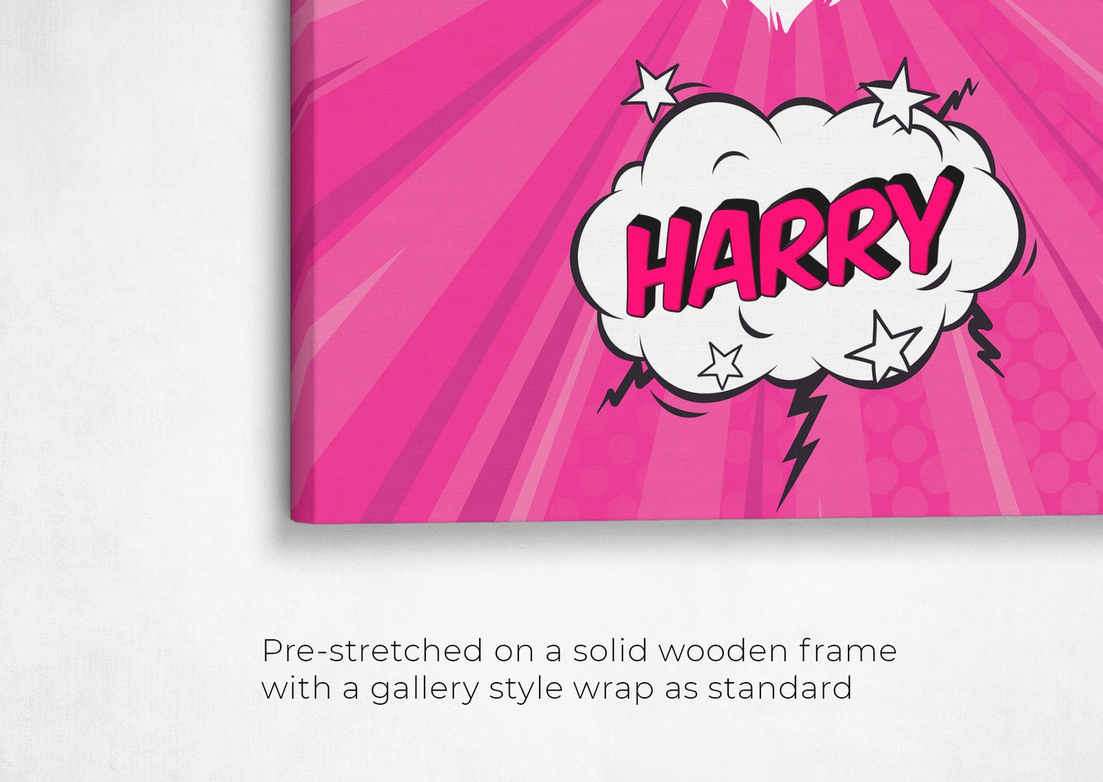 Custom Pop Art Style Cat Portrait - Pet illustration from photo - Pink blast Canvas 22 pop art pet portrait illustrations cat pink blast front view angled close up wall