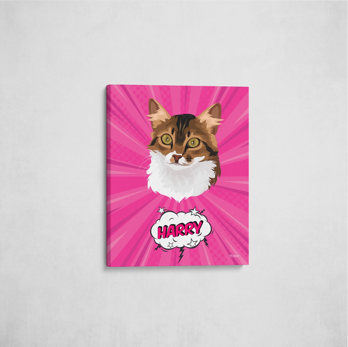 Custom Pop Art Style Cat Portrait - Pet illustration from photo - Pink blast Canvas 7 Custom Pop Art Style Cat Portrait - Pet illustration from photo - Pink blast Canvas - Image 5