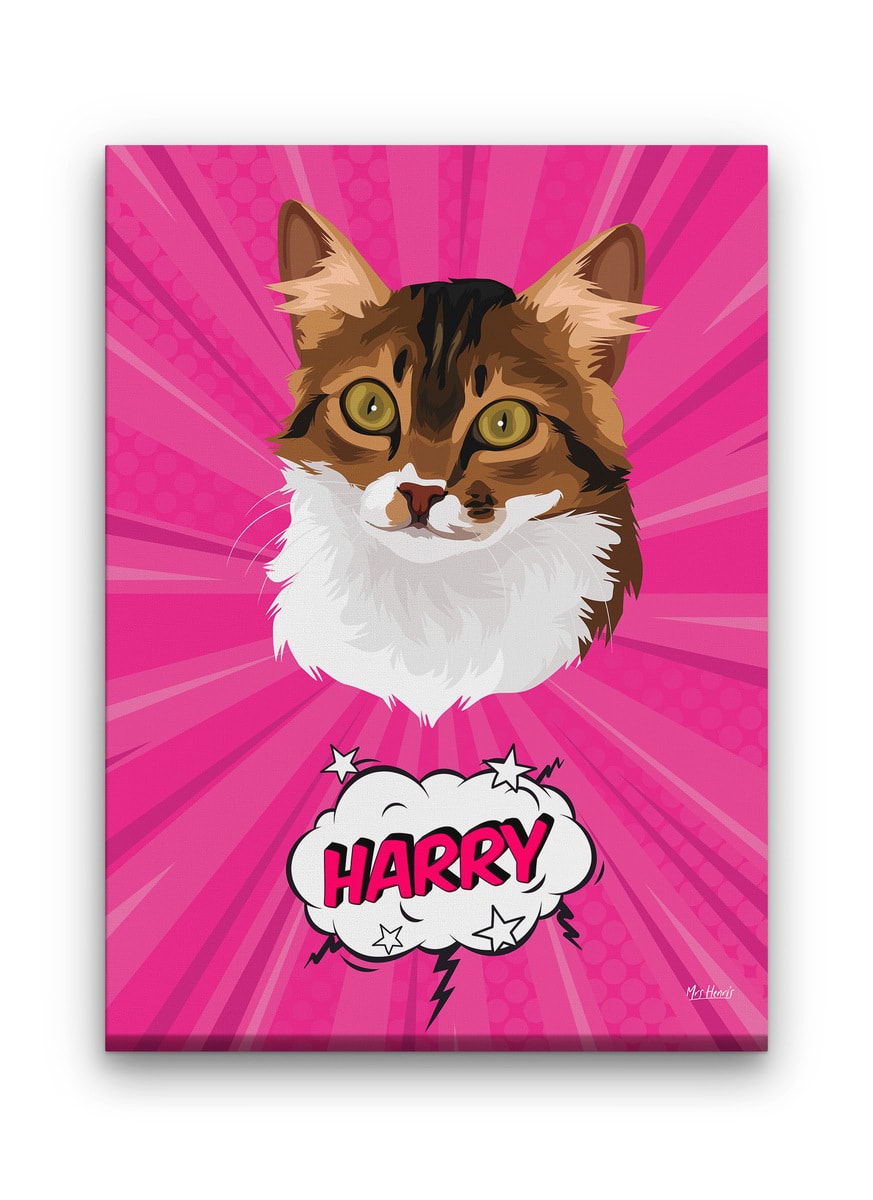Custom Pop Art Style Cat Portrait - Pet illustration from photo - Pink blast Canvas 9 Custom Pop Art Style Cat Portrait - Pet illustration from photo - Pink blast Canvas - Image 7