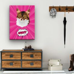 Custom Pop Art Style Cat Portrait - Pet illustration from photo - Pink blast Canvas 19 pop art pet portrait illustrations cat pink blast hall