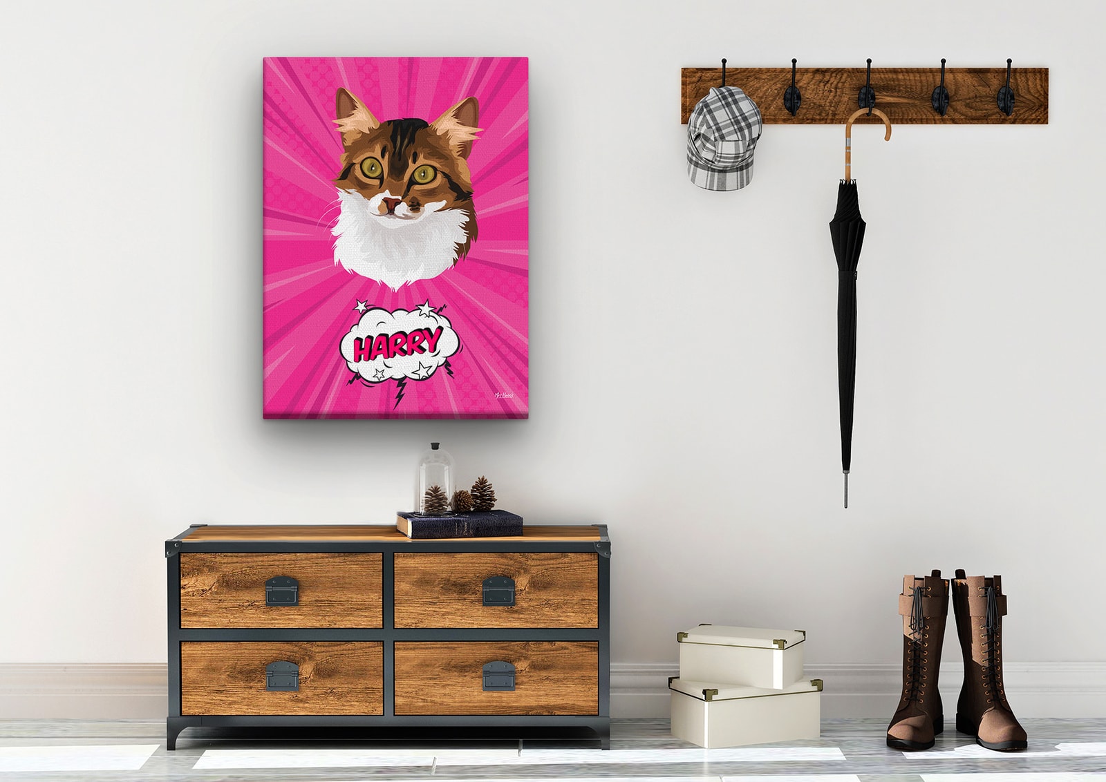 Custom Pop Art Style Cat Portrait - Pet illustration from photo - Pink blast Canvas 10 Custom Pop Art Style Cat Portrait - Pet illustration from photo - Pink blast Canvas - Image 8