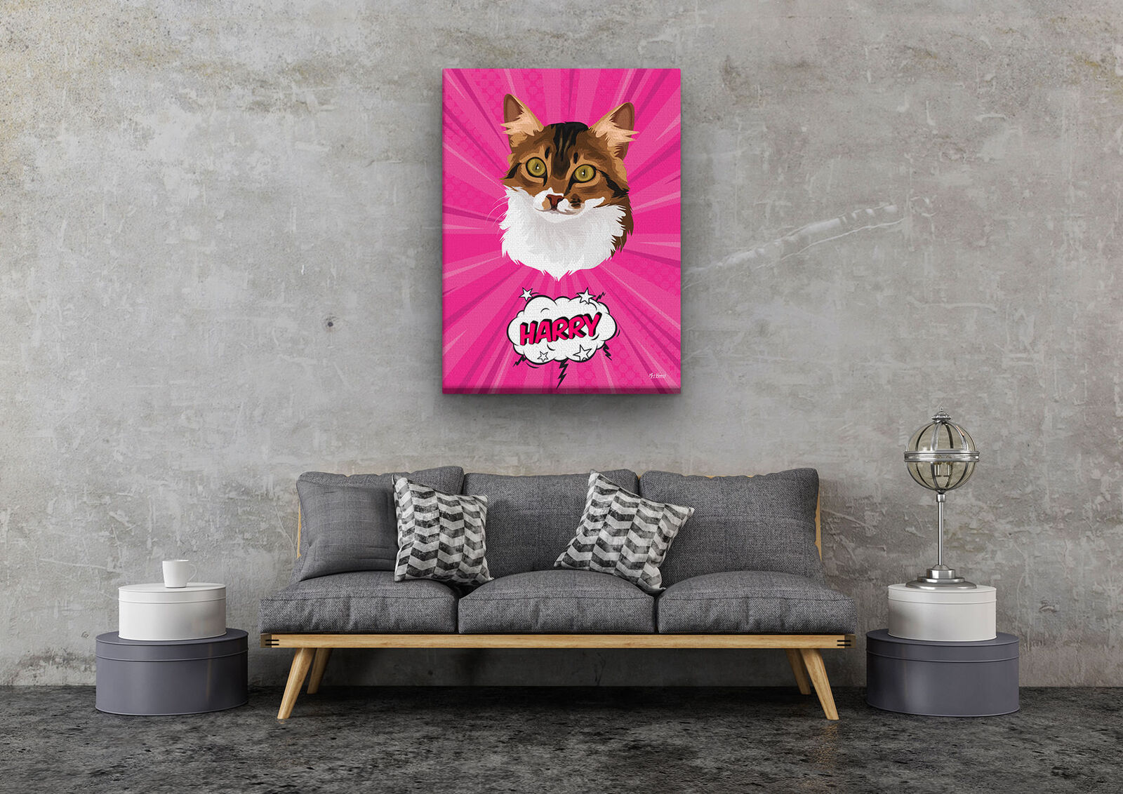 Custom Pop Art Style Cat Portrait - Pet illustration from photo - Pink blast Canvas 11 Custom Pop Art Style Cat Portrait - Pet illustration from photo - Pink blast Canvas - Image 9
