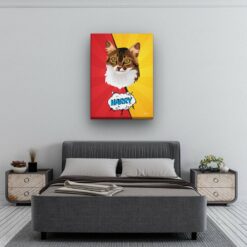 Custom Pop Art Style Cat Portrait - Pet illustration from photo - Red yellow split Canvas 13 pop art pet portrait illustrations cat red yellow split bedroom