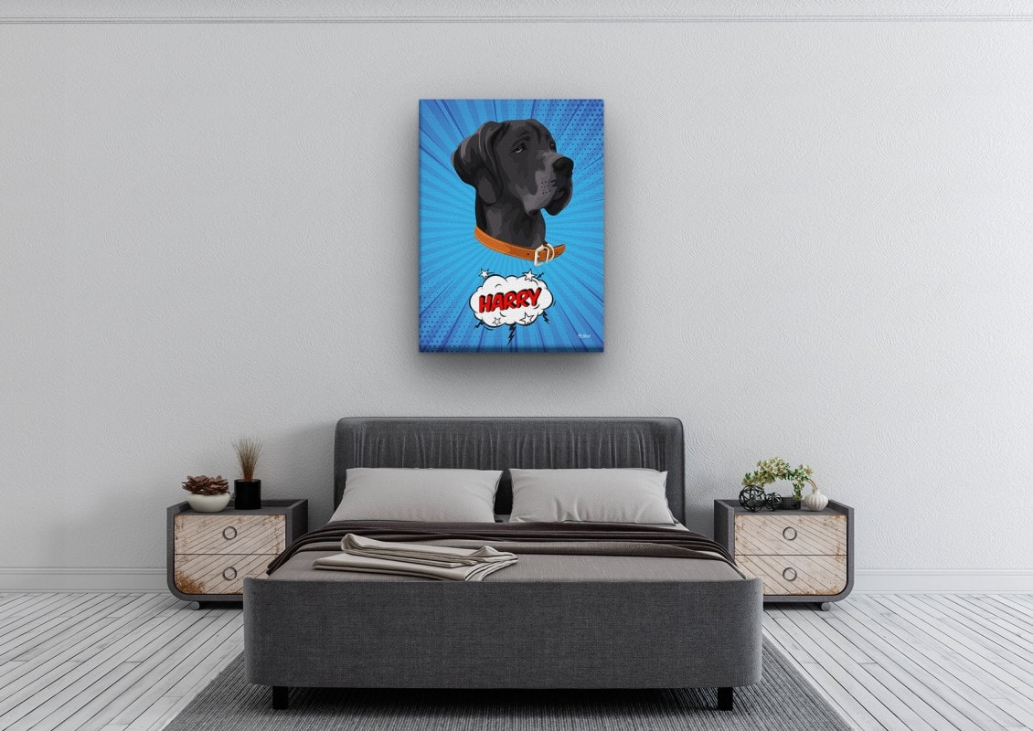 Custom Pop Art Style Dog Portrait - Pet illustration from photo - Blue blast Canvas 24 pop art pet portrait illustrations dog blue blast bedroom