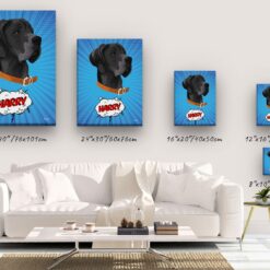 Custom Pop Art Style Dog Portrait - Pet illustration from photo - Blue blast Canvas 14 pop art pet portrait illustrations dog blue blast canvas size comparison