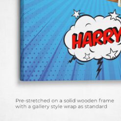 Custom Pop Art Style Dog Portrait - Pet illustration from photo - Blue blast Canvas 15 pop art pet portrait illustrations dog blue blast front view angled close up wall