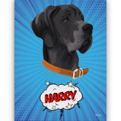 Custom Pop Art Style Dog Portrait - Pet illustration from photo - Blue blast Canvas 18 pop art pet portrait illustrations dog blue blast front view white