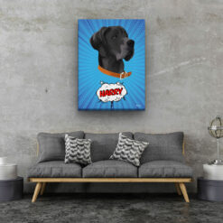 Custom Pop Art Style Dog Portrait - Pet illustration from photo - Blue blast Canvas 20 pop art pet portrait illustrations dog blue blast living room