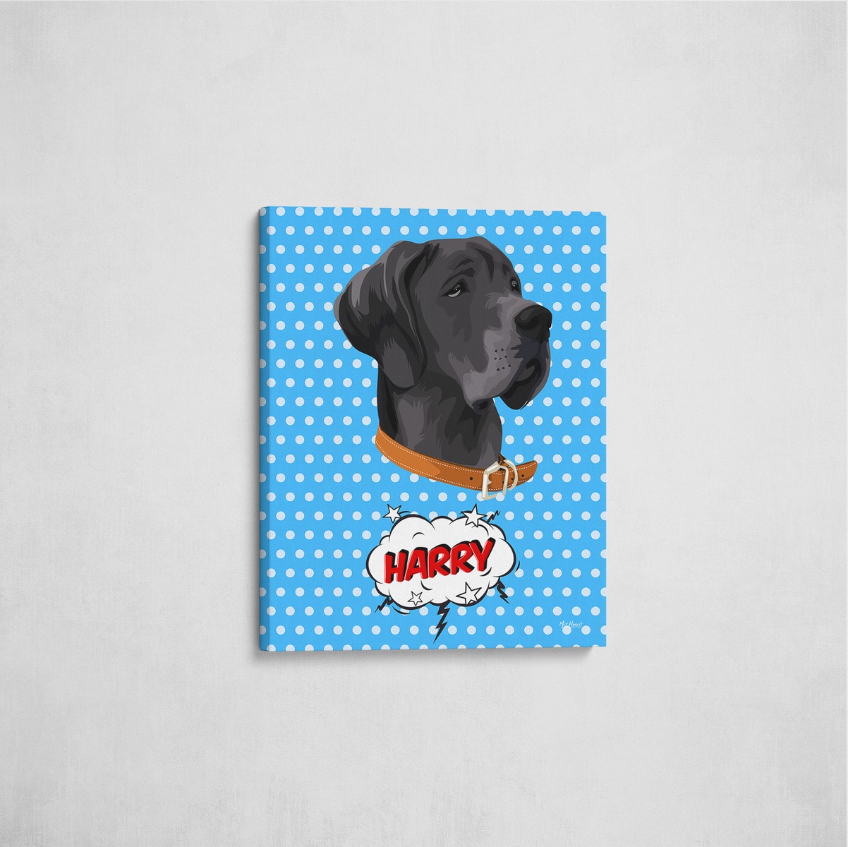 Custom Pop Art Style Dog Portrait - Pet illustration from photo - Blue dots Canvas 7 Custom Pop Art Style Dog Portrait - Pet illustration from photo - Blue dots Canvas - Image 5