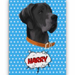 Custom Pop Art Style Dog Portrait - Pet illustration from photo - Blue dots Canvas 18 pop art pet portrait illustrations dog blue dots front view white
