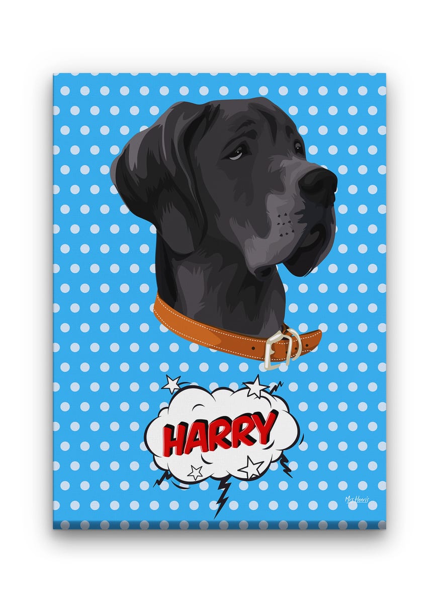 Custom Pop Art Style Dog Portrait - Pet illustration from photo - Blue dots Canvas 9 Custom Pop Art Style Dog Portrait - Pet illustration from photo - Blue dots Canvas - Image 7