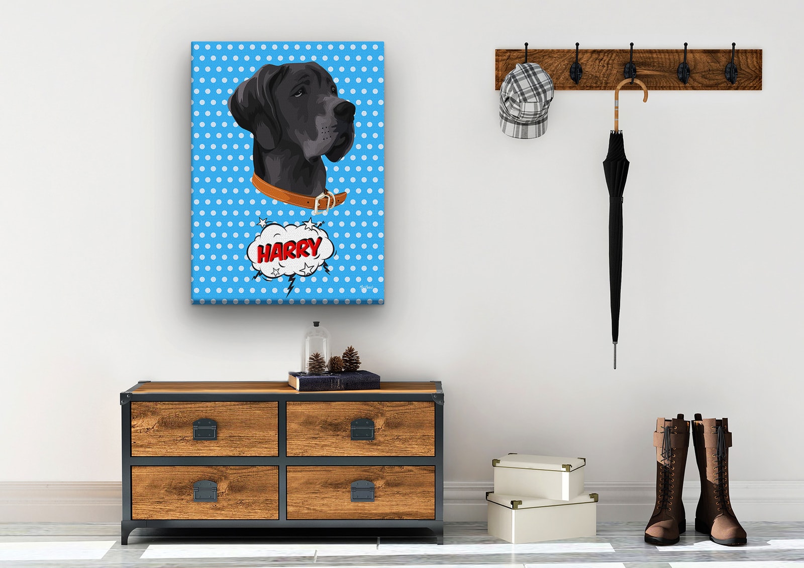 Custom Pop Art Style Dog Portrait - Pet illustration from photo - Blue dots Canvas 10 Custom Pop Art Style Dog Portrait - Pet illustration from photo - Blue dots Canvas - Image 8