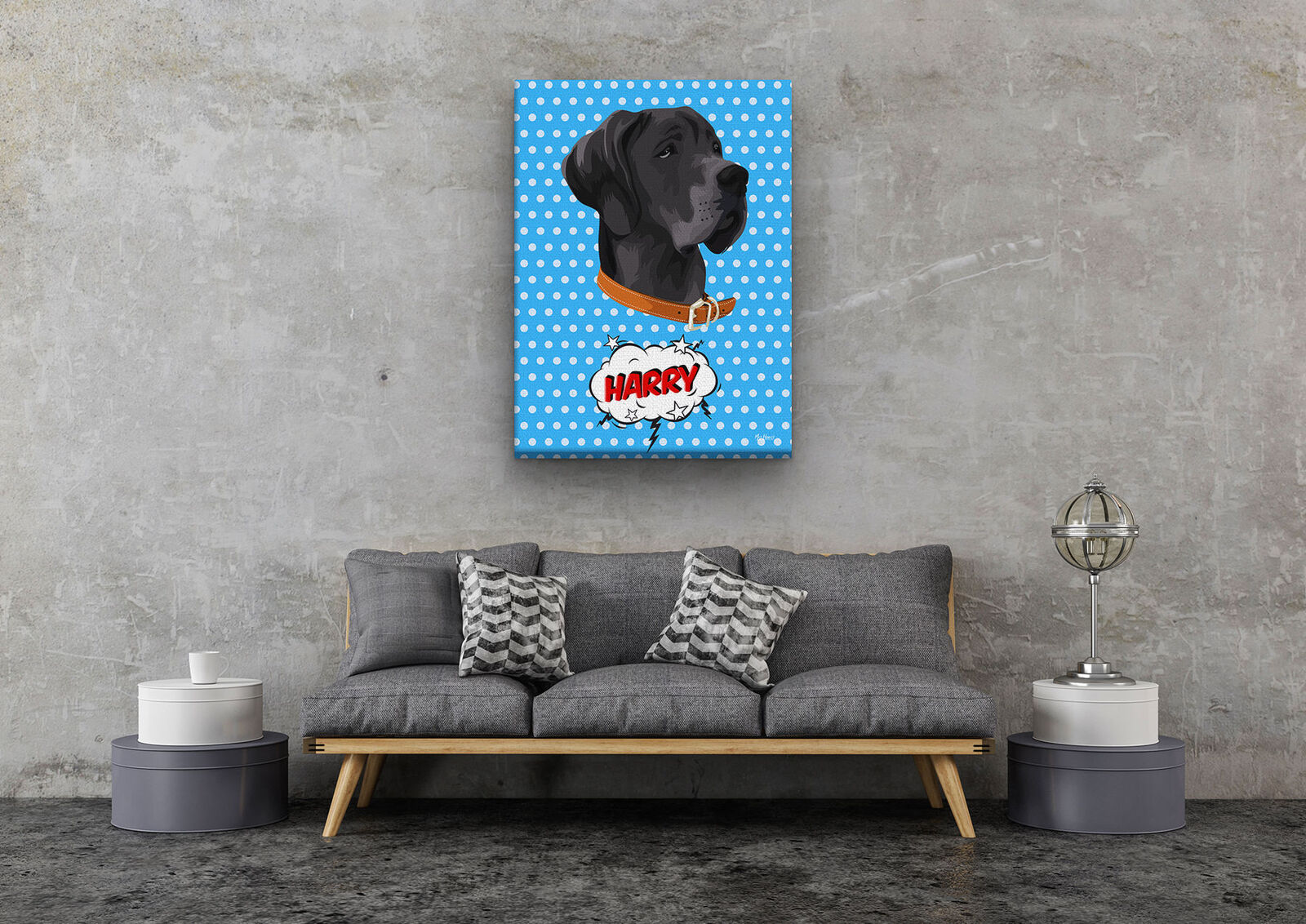 Custom Pop Art Style Dog Portrait - Pet illustration from photo - Blue dots Canvas 11 Custom Pop Art Style Dog Portrait - Pet illustration from photo - Blue dots Canvas - Image 9