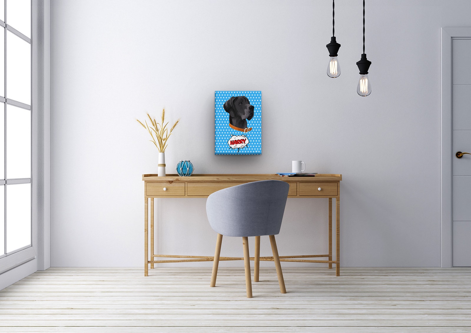 Custom Pop Art Style Dog Portrait - Pet illustration from photo - Blue dots Canvas 12 Custom Pop Art Style Dog Portrait - Pet illustration from photo - Blue dots Canvas - Image 10