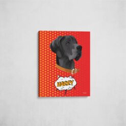 Custom Pop Art Style Dog Portrait - Pet illustration from photo - Dash Canvas 16 pop art pet portrait illustrations dog dash front view angled wall