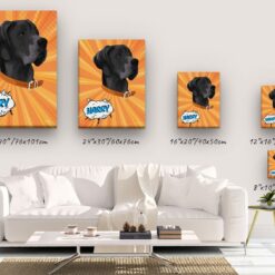 Custom Pop Art Style Dog Portrait - Pet illustration from photo - Orange blast Canvas 14 pop art pet portrait illustrations dog orange blast canvas size comparison