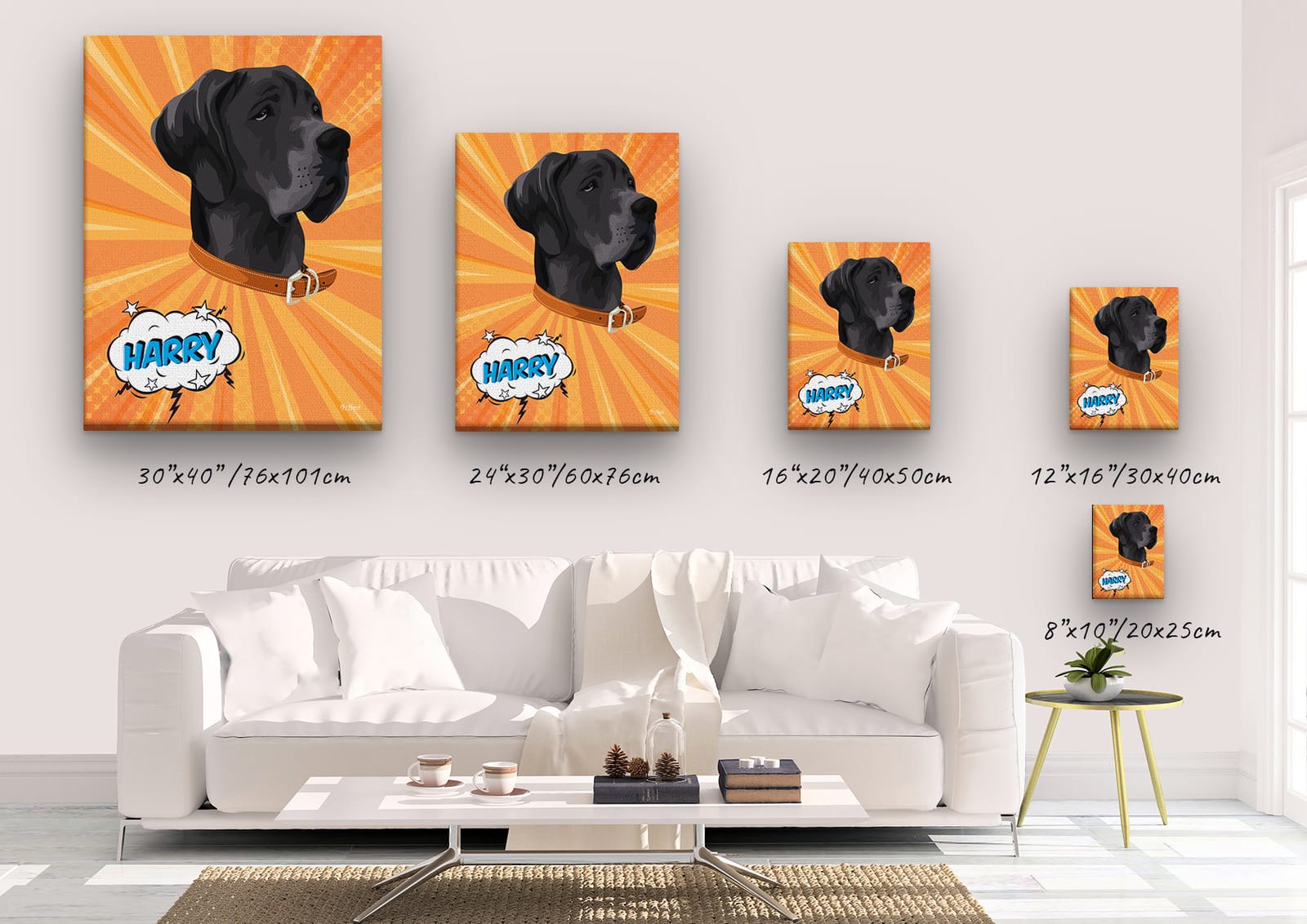 Custom Pop Art Style Dog Portrait - Pet illustration from photo - Orange blast Canvas 5 Custom Pop Art Style Dog Portrait - Pet illustration from photo - Orange blast Canvas - Image 3
