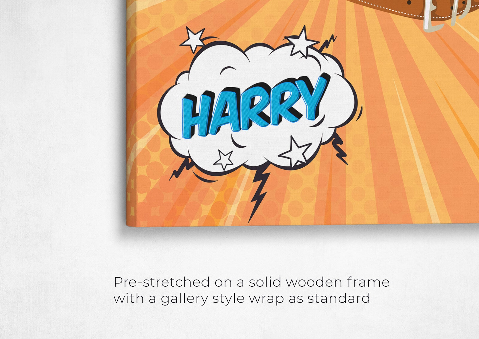 Custom Pop Art Style Dog Portrait - Pet illustration from photo - Orange blast Canvas 22 pop art pet portrait illustrations dog orange blast front view angled close up wall