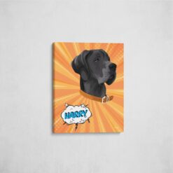 Custom Pop Art Style Dog Portrait - Pet illustration from photo - Orange blast Canvas 16 pop art pet portrait illustrations dog orange blast front view angled wall