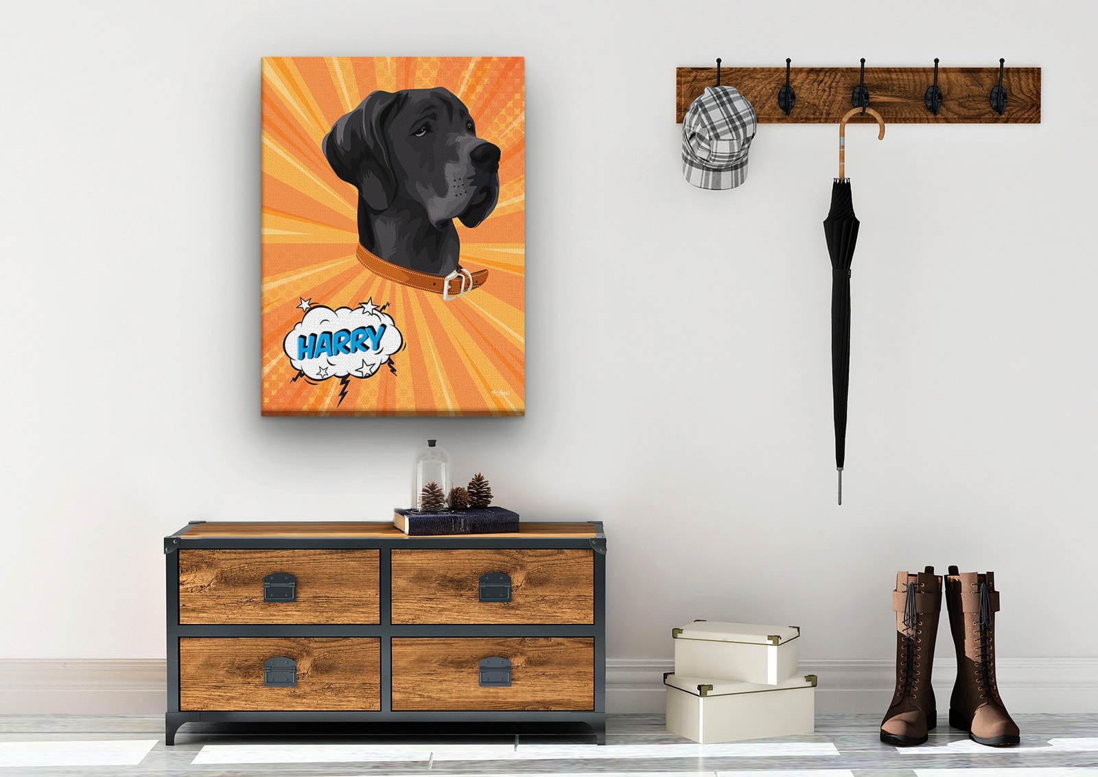 Custom Pop Art Style Dog Portrait - Pet illustration from photo - Orange blast Canvas 10 Custom Pop Art Style Dog Portrait - Pet illustration from photo - Orange blast Canvas - Image 8