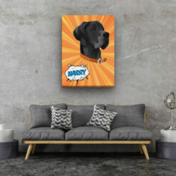 Custom Pop Art Style Dog Portrait - Pet illustration from photo - Orange blast Canvas 20 pop art pet portrait illustrations dog orange blast living room