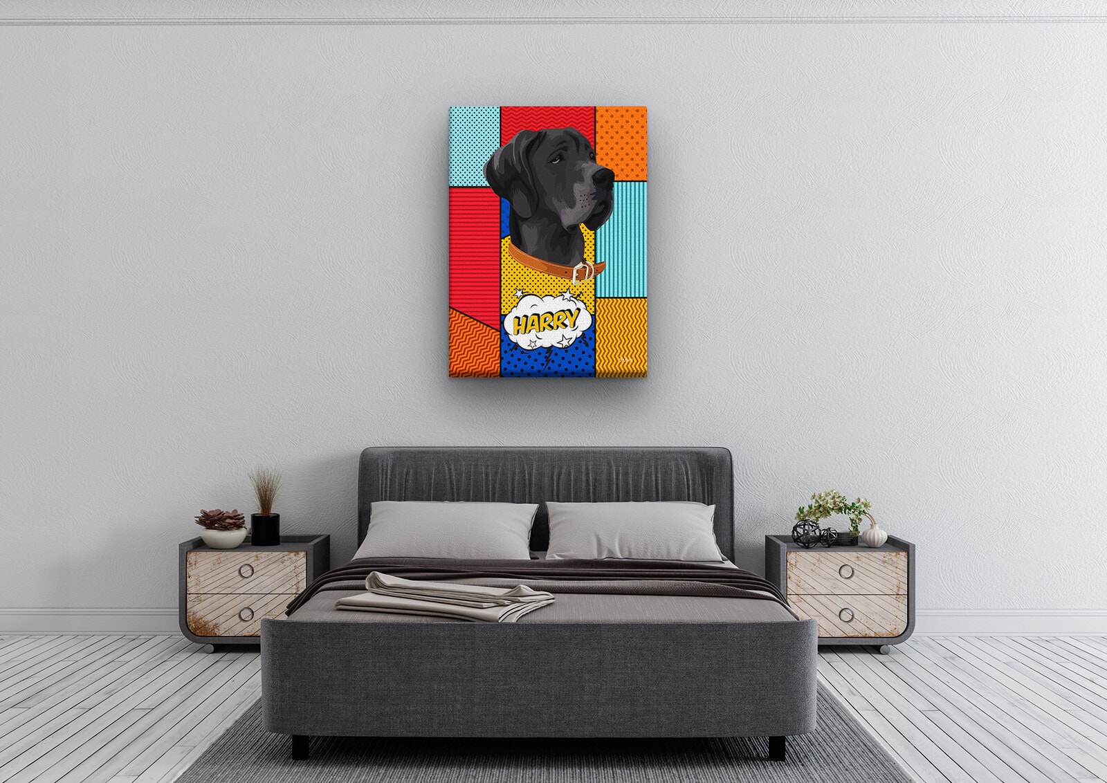Custom Pop Art Style Dog Portrait - Pet illustration from photo - Patchwork Canvas 4 Custom Pop Art Style Dog Portrait - Pet illustration from photo - Patchwork Canvas - Image 2