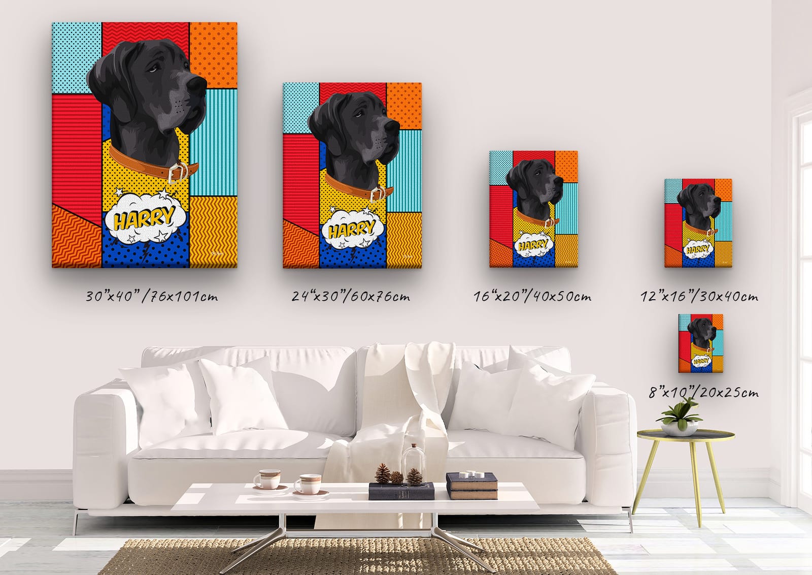 Custom Pop Art Style Dog Portrait - Pet illustration from photo - Patchwork Canvas 5 Custom Pop Art Style Dog Portrait - Pet illustration from photo - Patchwork Canvas - Image 3