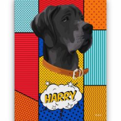 Custom Pop Art Style Dog Portrait - Pet illustration from photo - Patchwork Canvas 18 pop art pet portrait illustrations dog patchwork front view white