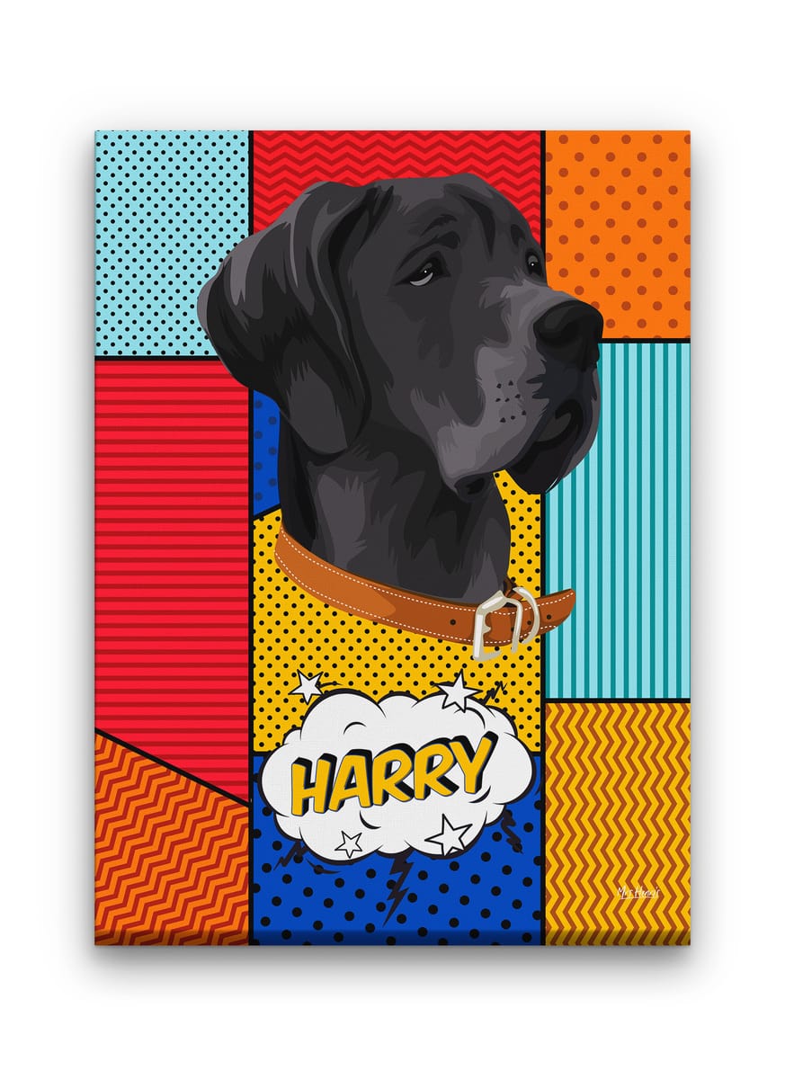 Custom Pop Art Style Dog Portrait - Pet illustration from photo - Patchwork Canvas 9 Custom Pop Art Style Dog Portrait - Pet illustration from photo - Patchwork Canvas - Image 7