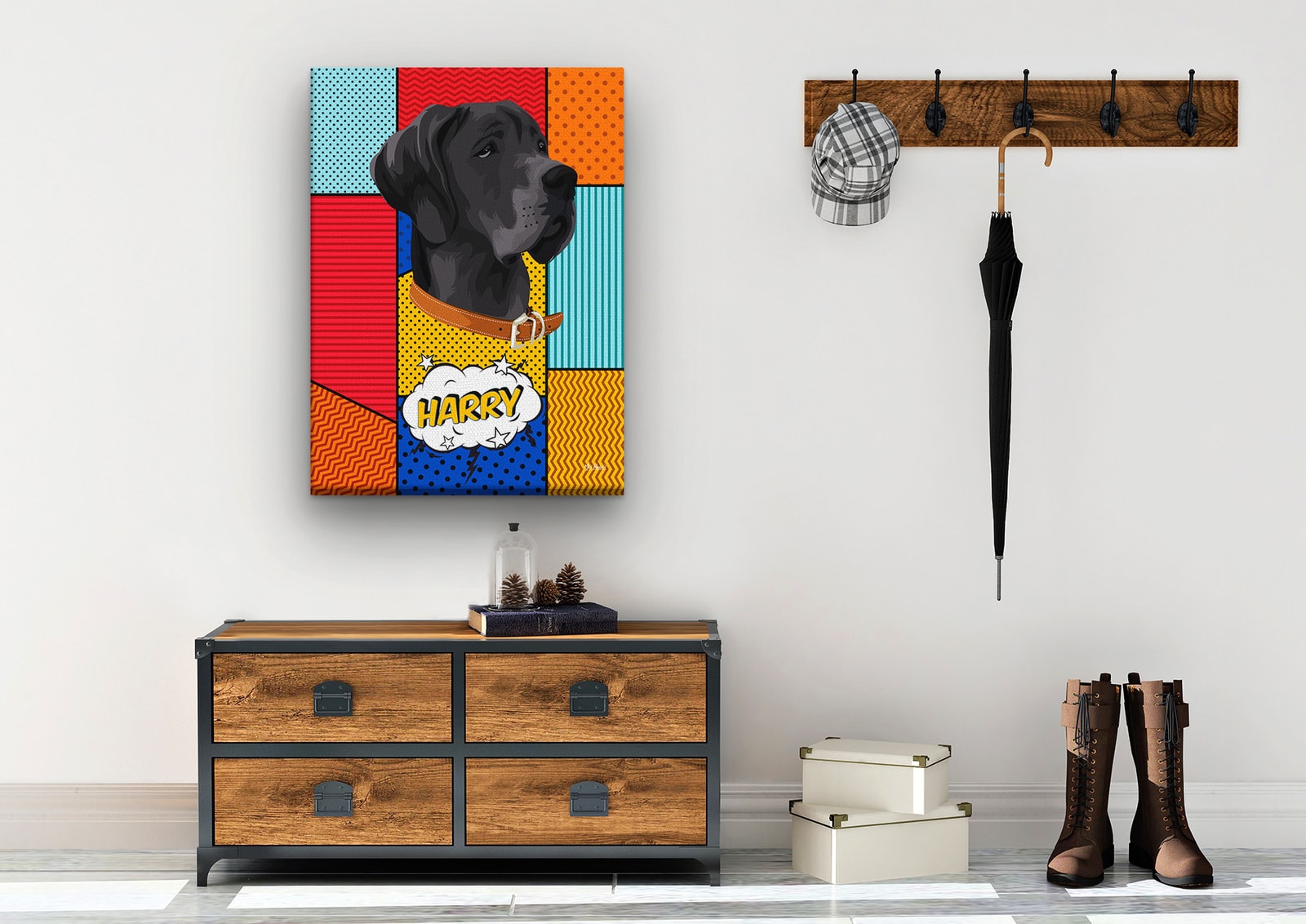 Custom Pop Art Style Dog Portrait - Pet illustration from photo - Patchwork Canvas 10 Custom Pop Art Style Dog Portrait - Pet illustration from photo - Patchwork Canvas - Image 8