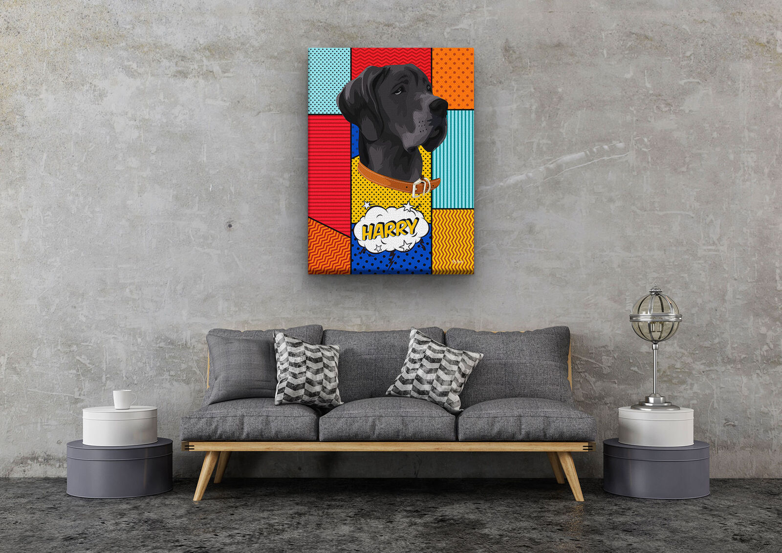 Custom Pop Art Style Dog Portrait - Pet illustration from photo - Patchwork Canvas 11 Custom Pop Art Style Dog Portrait - Pet illustration from photo - Patchwork Canvas - Image 9