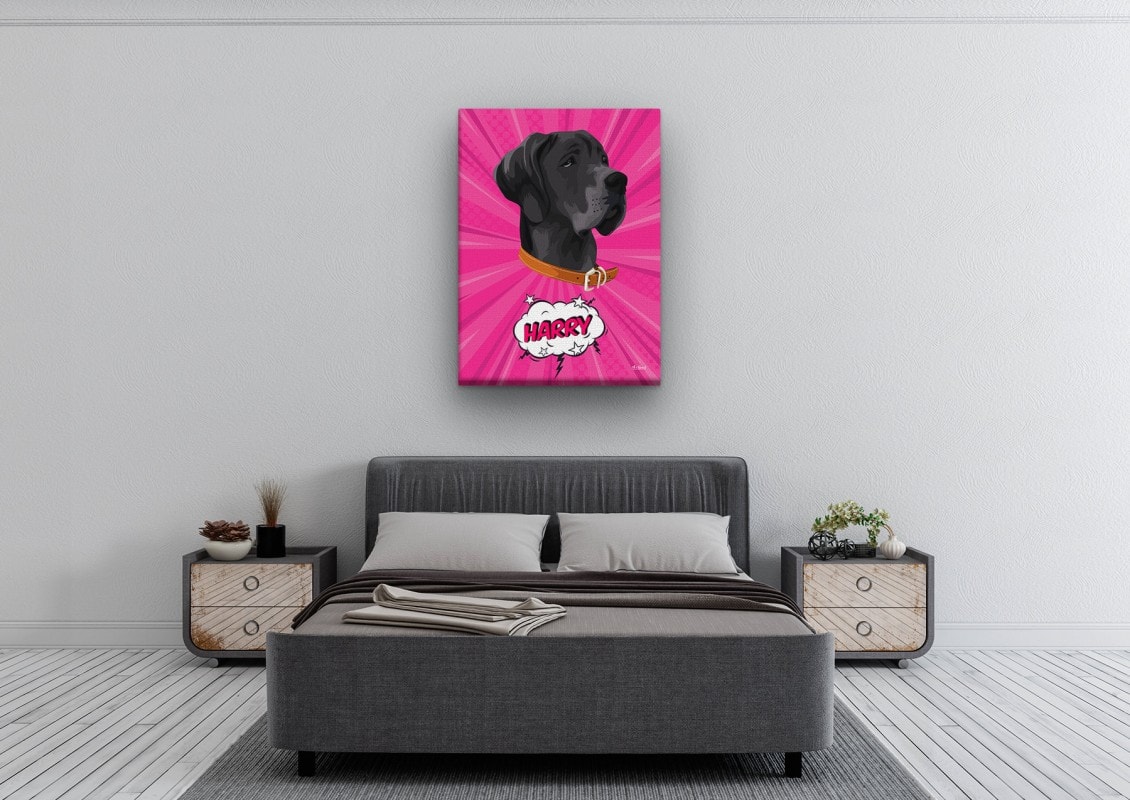 Custom Pop Art Style Dog Portrait - Pet illustration from photo - Pink blast Canvas 24 pop art pet portrait illustrations dog pink blast bedroom