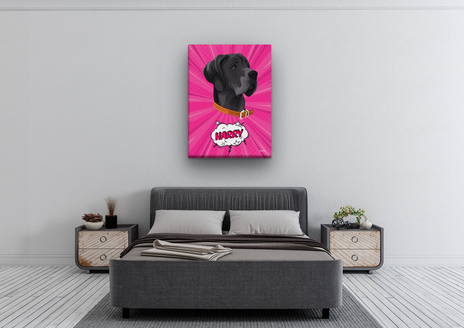 Custom Pop Art Style Dog Portrait - Pet illustration from photo - Pink blast Canvas 4 Custom Pop Art Style Dog Portrait - Pet illustration from photo - Pink blast Canvas - Image 2