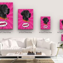 Custom Pop Art Style Dog Portrait - Pet illustration from photo - Pink blast Canvas 14 pop art pet portrait illustrations dog pink blast canvas size comparison