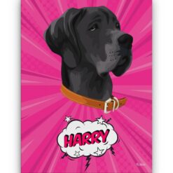 Custom Pop Art Style Dog Portrait - Pet illustration from photo - Pink blast Canvas 18 pop art pet portrait illustrations dog pink blast front view white