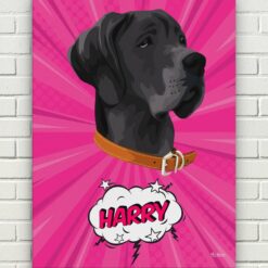Custom Pop Art Style Dog Portrait - Pet illustration from photo - Pink blast Canvas 17 pop art pet portrait illustrations dog pink blast front view white bricks