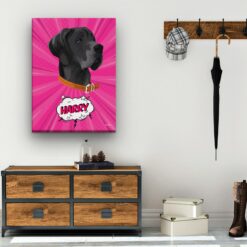 Custom Pop Art Style Dog Portrait - Pet illustration from photo - Pink blast Canvas 19 pop art pet portrait illustrations dog pink blast hall