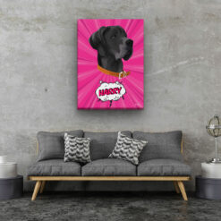 Custom Pop Art Style Dog Portrait - Pet illustration from photo - Pink blast Canvas 20 pop art pet portrait illustrations dog pink blast living room