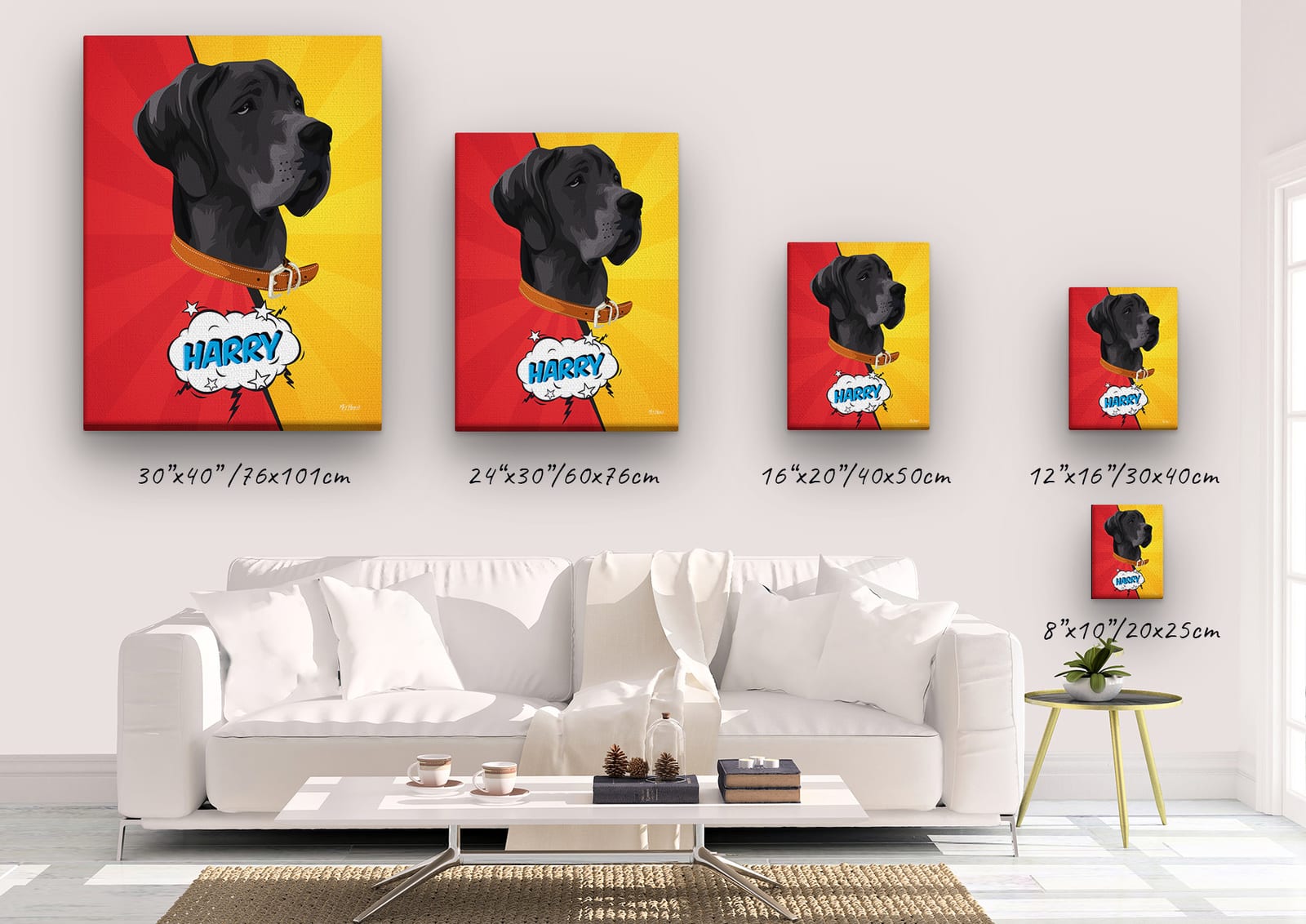 Custom Pop Art Style Dog Portrait - Pet illustration from photo - Red yellow split Canvas 5 Custom Pop Art Style Dog Portrait - Pet illustration from photo - Red yellow split Canvas - Image 3